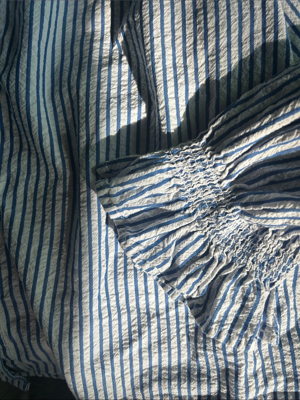 GAP Blue and White Striped Button-Up Peasant Blouse 100% Cotton - Picture 4 of 5